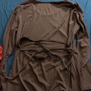 Long sleeves open back long dress 1x